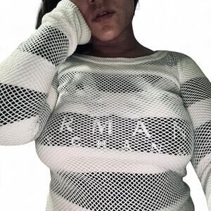 Armani-exchange Women's White and Cream Jumper